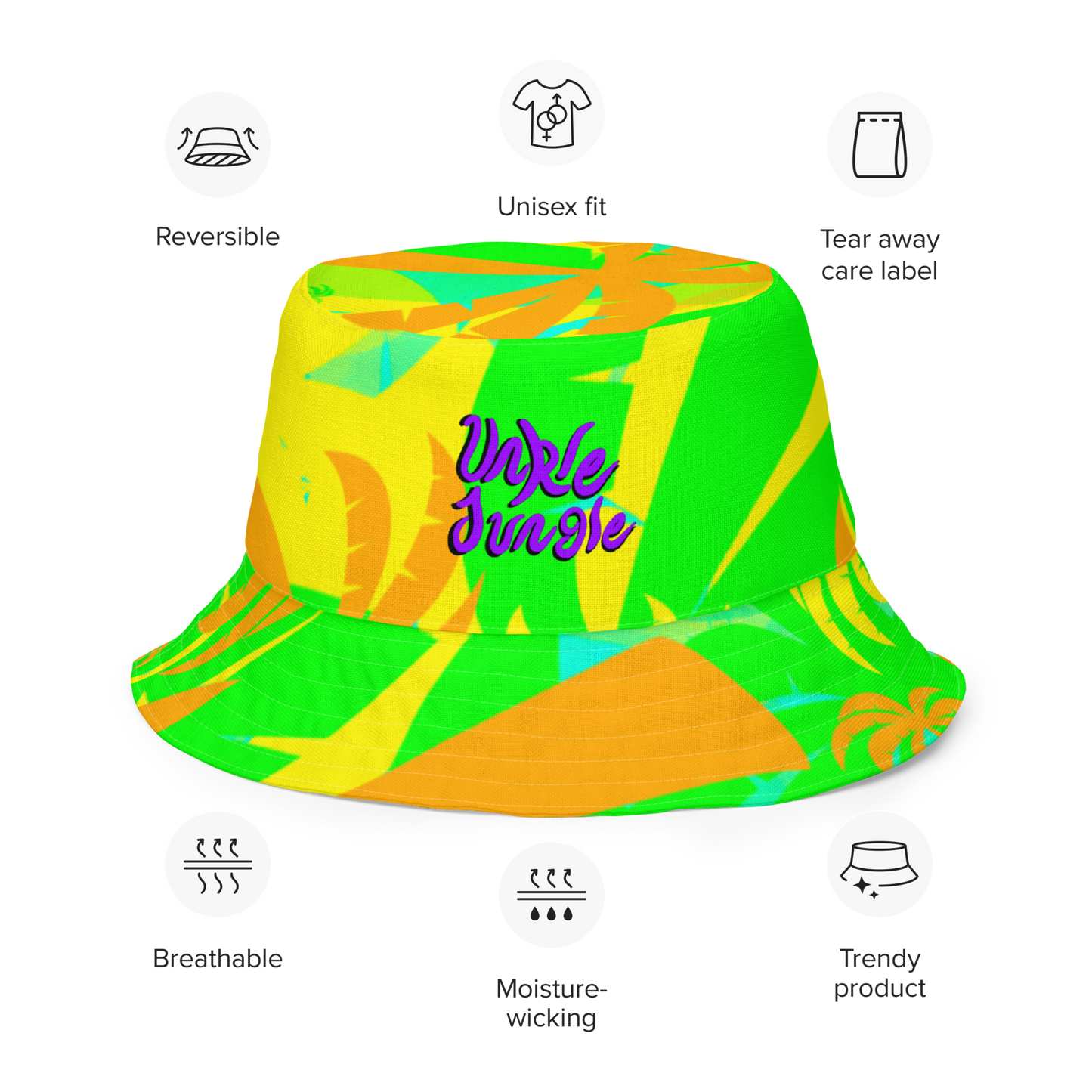 Unkle Jungle Reversible Palm Bucket Hat