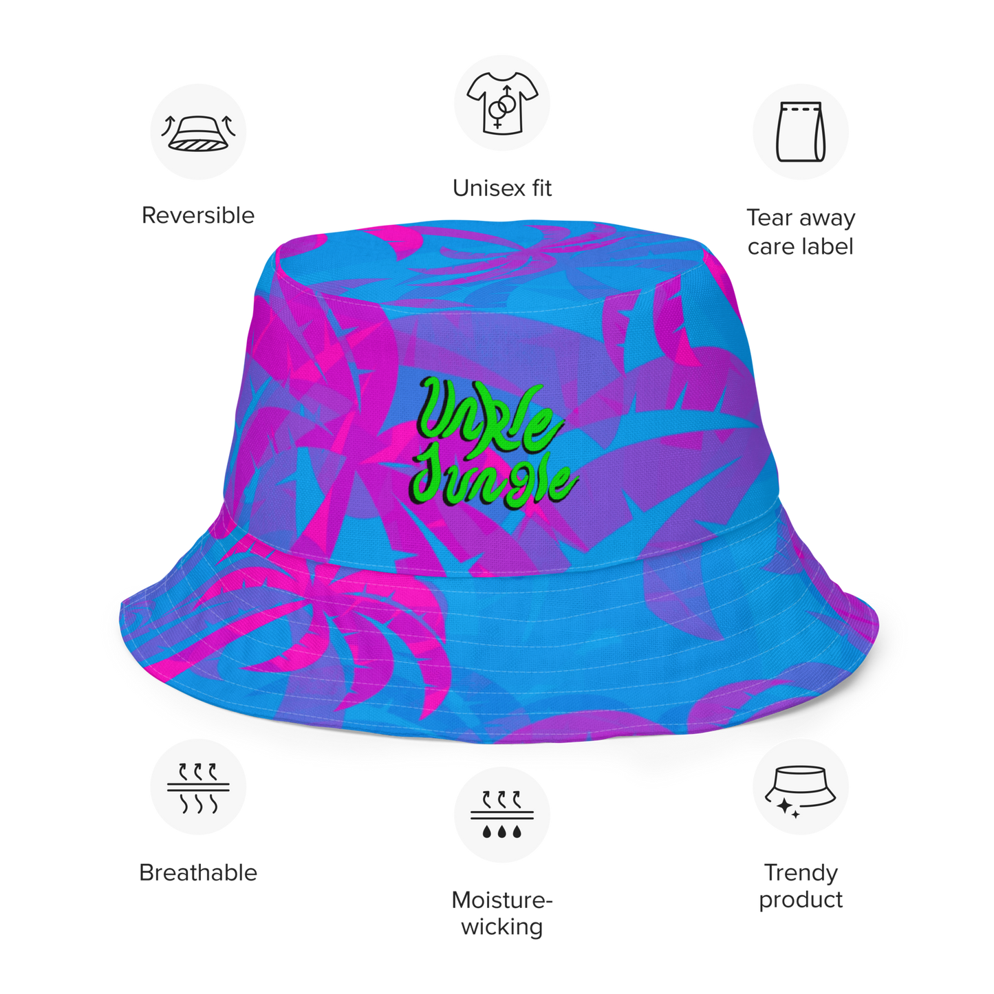 Unkle Jungle Reversible Palm Bucket Hat