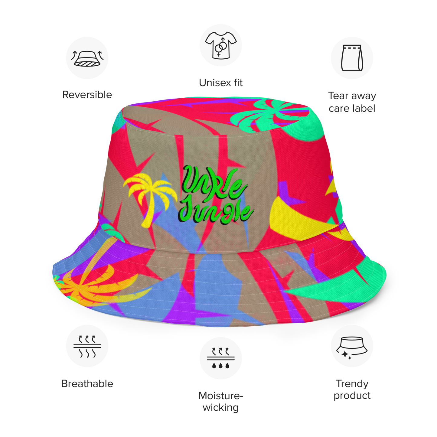 Unkle Jungle Reversible Palm Bucket Hat